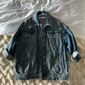 Zara distressed denim jacket